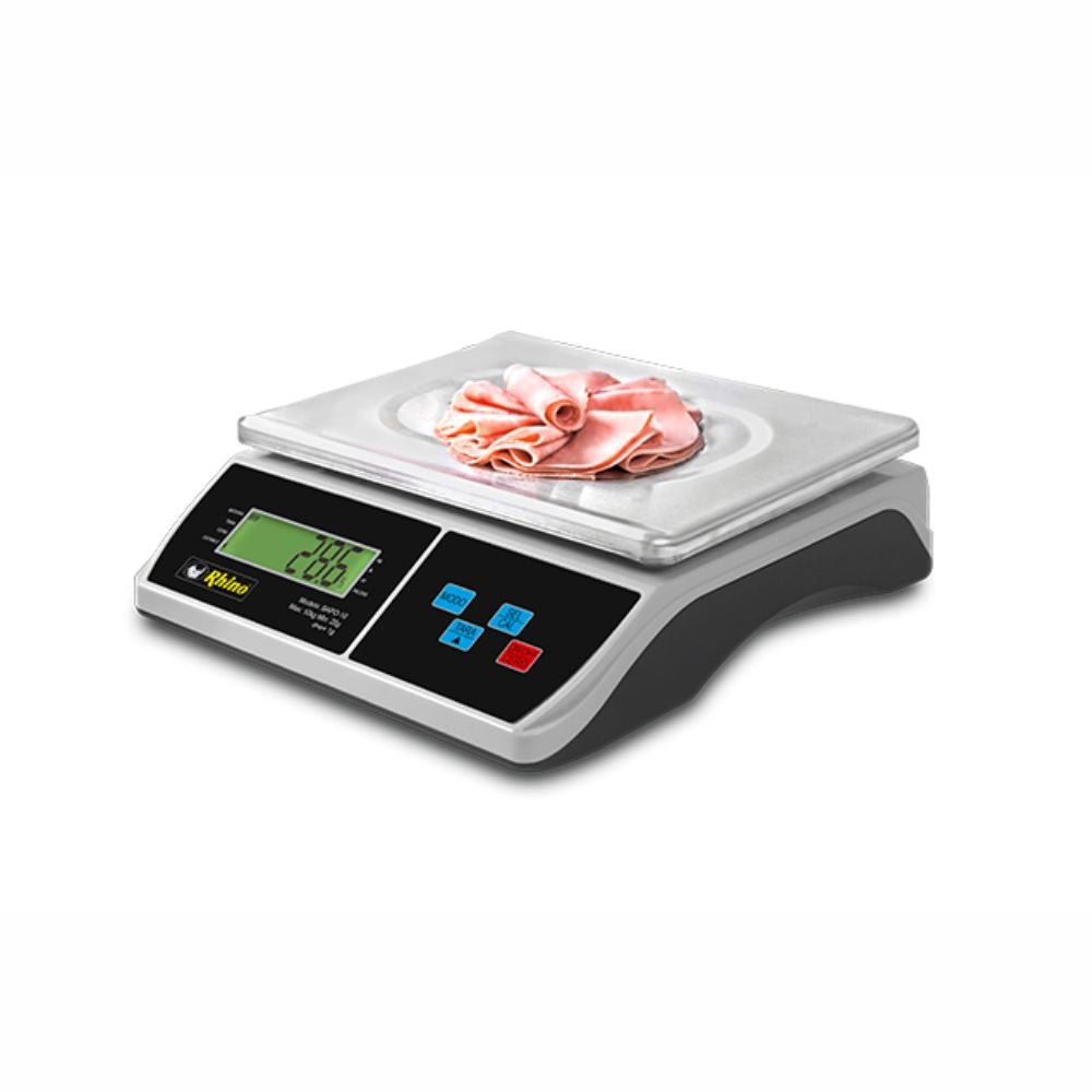 BÁSCULA RHINO BAPO-10 | Báscula Porcionadora | 10 Kg | Plato de Acero Inoxidable | Abarrotes Carnicería Cremería Carne Ferretería Verduras Frutas Cremería Cocina Comedor Industrial Tienda Abarrotes