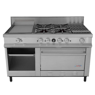 San-Son SSEC Estufa Maestra Compacta Acero Inoxidable 4 Quemadores Parrilla Plancha Asador Gratinador - Estufas / Mixtos / Con y sin Horno - San Son - KitchenMax Store