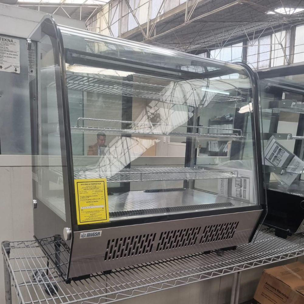VITRINA MIGSA CW-145R | Vitrina Refrigerada de Exhibición | Cristal Curvo | Negocio Super Mercado Pastelería Pasteleria Reposteria Negocio Alimentos Pasteles Panes Exhibición Industrial Carnicería Cremería