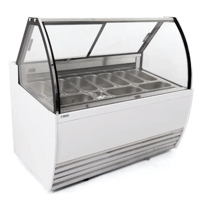 MIGSA DW-10 | Vitrina | Especial para Helados | Exhibidora | Cristal Curvo | 140.8 cm | Acero Inoxidable | Refrigerados Paletería Nevería Negocio Snacks Alimentos Refrigerados Super Mercado Zona de Alimentos 
