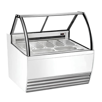 MIGSA DW-13 | Vitrina | Especial para Helados | Exhibidora | Cristal Curvo | 176.4 cm | Acero Inoxidable | Refrigerados Paletería Nevería Negocio Snacks Alimentos Refrigerados Super Mercado Zona de Alimentos 