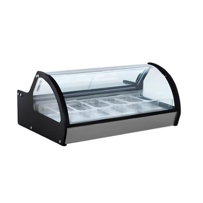 MIGSA RTD-122L-1 | Vitrina | Especial para Helados | Exhibidora Mostrador | Cristal Curvo | 117 cm | Acero Inoxidable | Refrigerados Paletería Nevería Negocio Snacks Alimentos Refrigerados Super Mercado Zona de Alimentos 