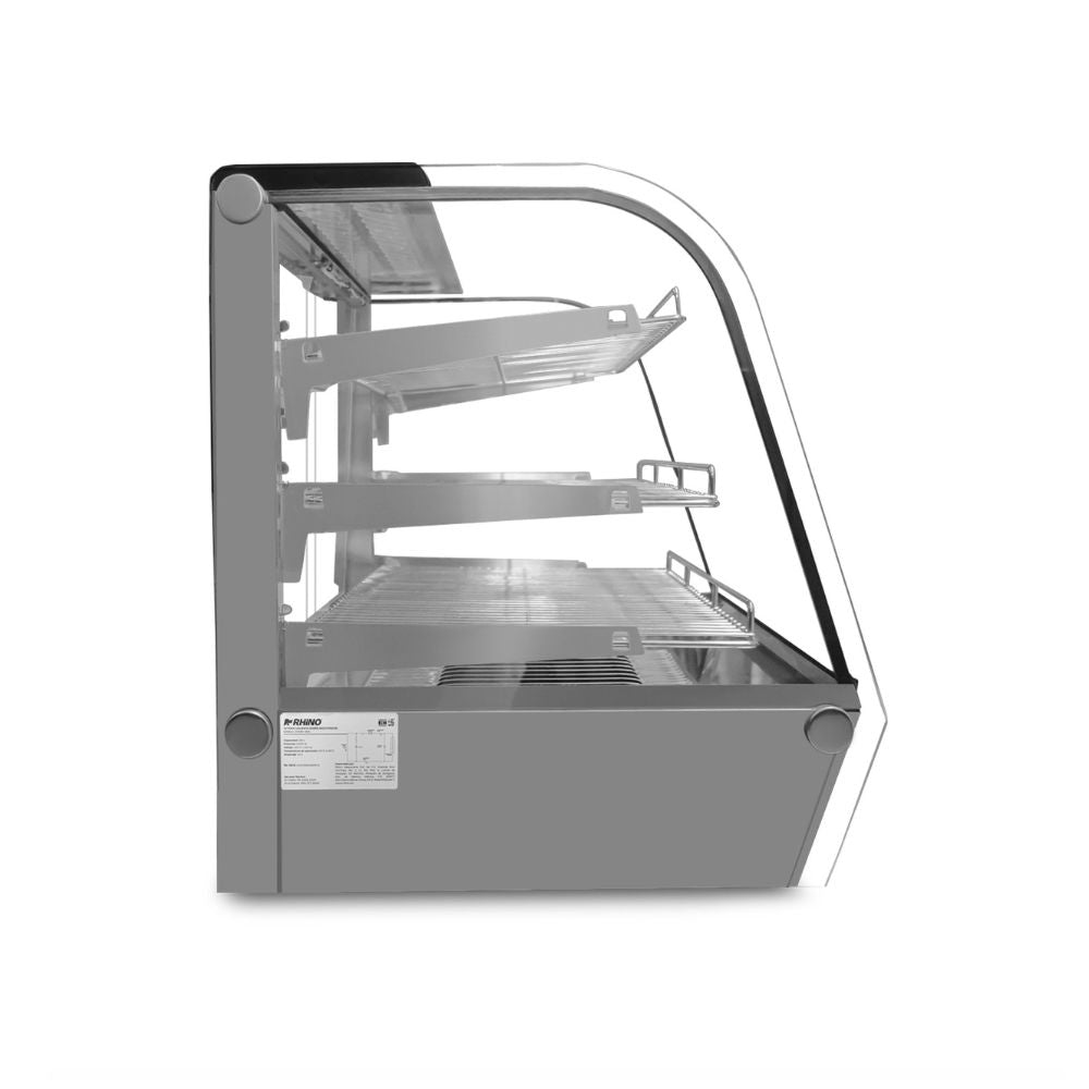 Vitrina Rhino VICAMO-120L, vitrina caliente sobre mostrador, en acero inoxidable.