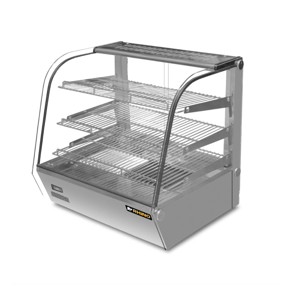 Vitrina Rhino VICAMO-120L, vitrina caliente sobre mostrador, en acero inoxidable.