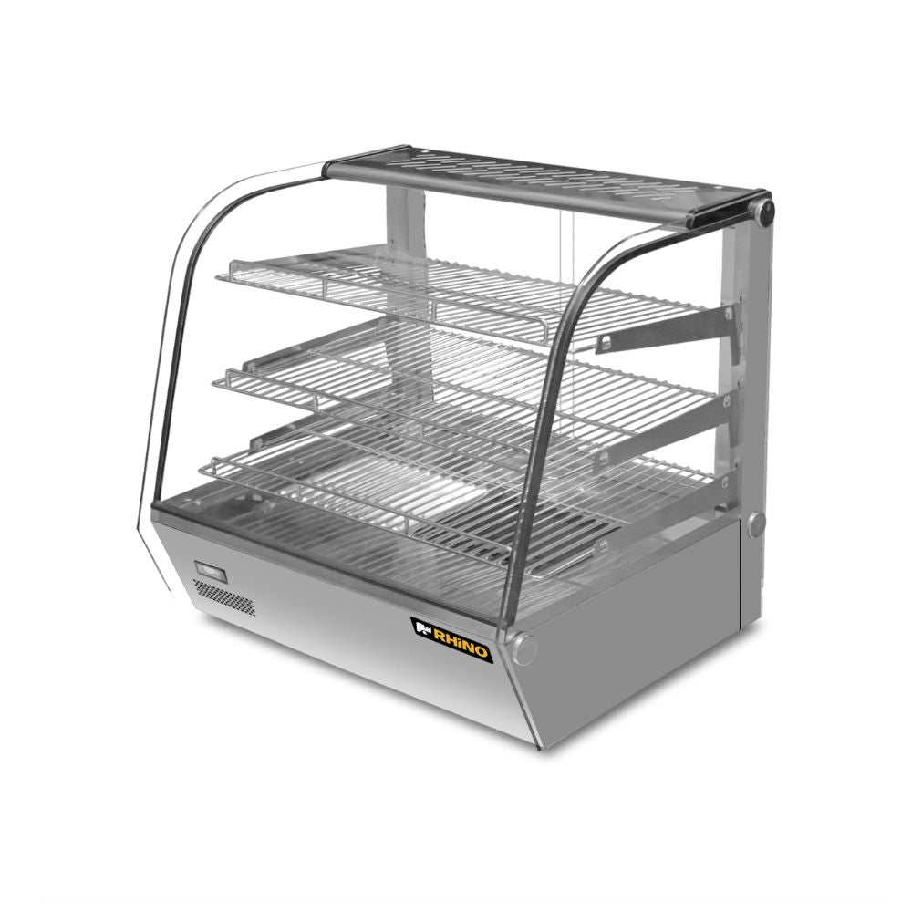 Vitrina Rhino VICAMO-160L, vitrina caliente sobre mostrador, en acero inoxidable.
