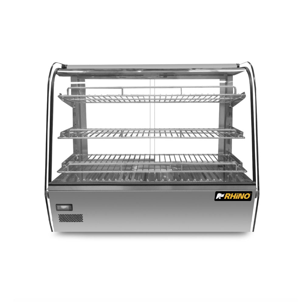 Vitrina Rhino VICAMO-160L, vitrina caliente sobre mostrador, en acero inoxidable.