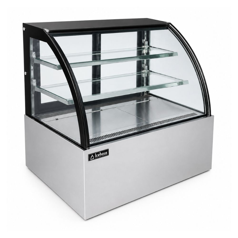 Vitrina Icehaus VPC-150, vitrina pastelera curva, en acero inoxidable.