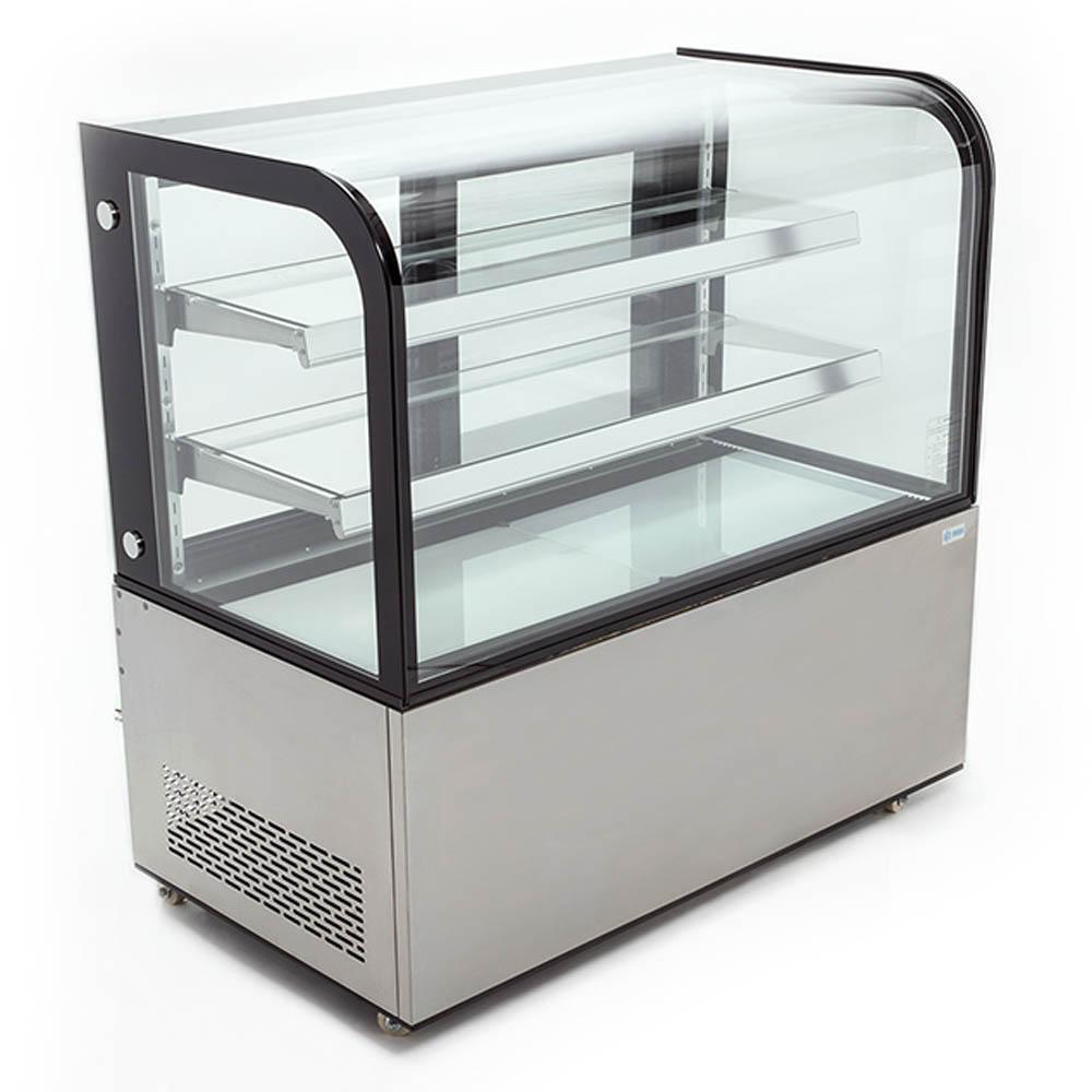 VITRINA MIGSA ARC-370Y | Vitrina Refrigerada Cristal Curvo | 121.5 cm | Acero Inoxidable | Postres Pastelería Bistro | Barrotes Cafeteria Restaurantes Tiendas de conveniencia Negocio de Comida