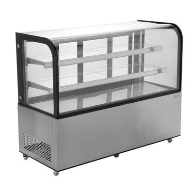 VITRINA MIGSA ARC-470Y | Vitrina Refrigerada Cristal Curvo | 151.5 cm | Acero Inoxidable | Postres Pastelería Restaurante | Barrotes Cafeteria Restaurantes Tiendas de conveniencia Negocio de Comida
