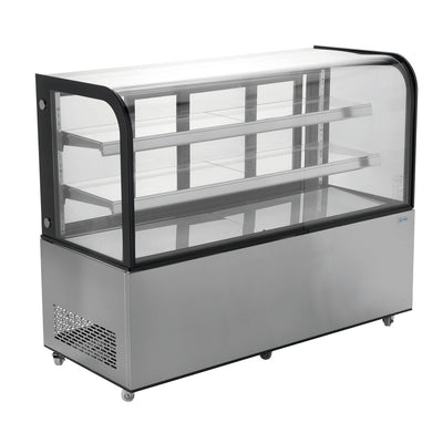 VITRINA MIGSA ARC-470Y | Vitrina Refrigerada Cristal Curvo | 151.5 cm | Acero Inoxidable | Postres Pastelería Restaurante | Barrotes Cafeteria Restaurantes Tiendas de conveniencia Negocio de Comida