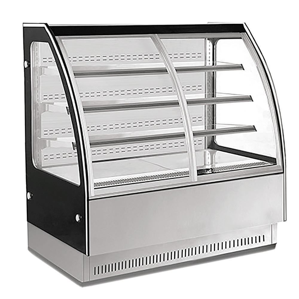 VITRINA MIGSA GN-1500Y3 | Vitrina Exhibidora Tipo Mural Cristal Curvo | 150 cm | Acero Inoxidable | Pastelería Cremería Repostería | Barrotes Cafeteria Restaurantes Tiendas de conveniencia Negocio de Comida