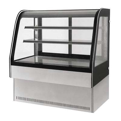 VITRINA MIGSA GN-900C2 | Vitrina Refrigerada Exhibidora Cristal Curvo | 90 cm | Acero Inoxidable | Postres Lácteos Pasteles | Barrotes Cafeteria Restaurantes Tiendas de conveniencia Negocio de Comida