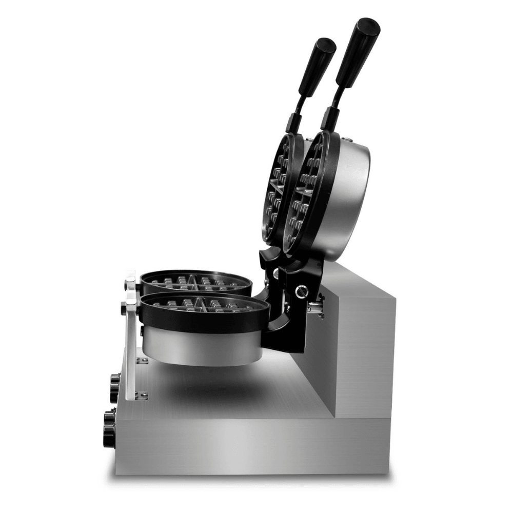 Wafflera Rhino WABE-2400, wafflera belga doble, en acero inoxidable.