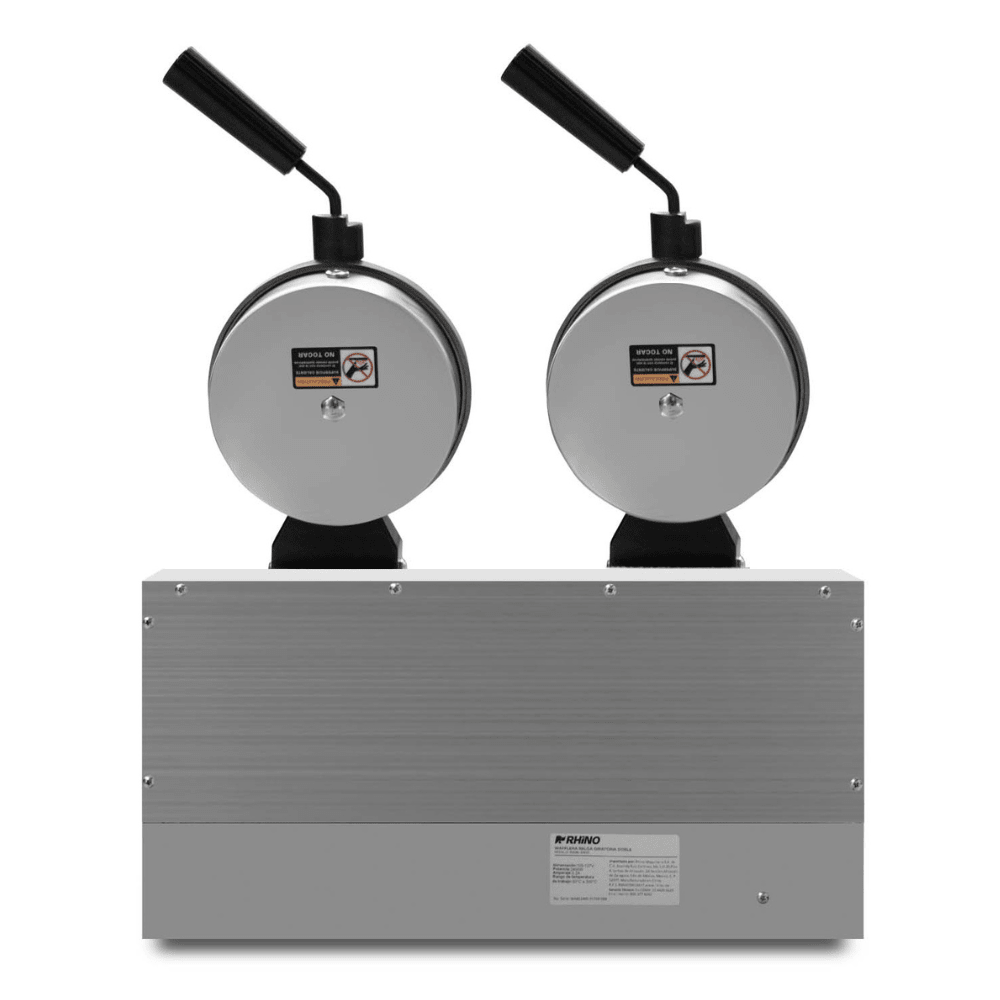 Wafflera Rhino WABE-2400, wafflera belga doble, en acero inoxidable.