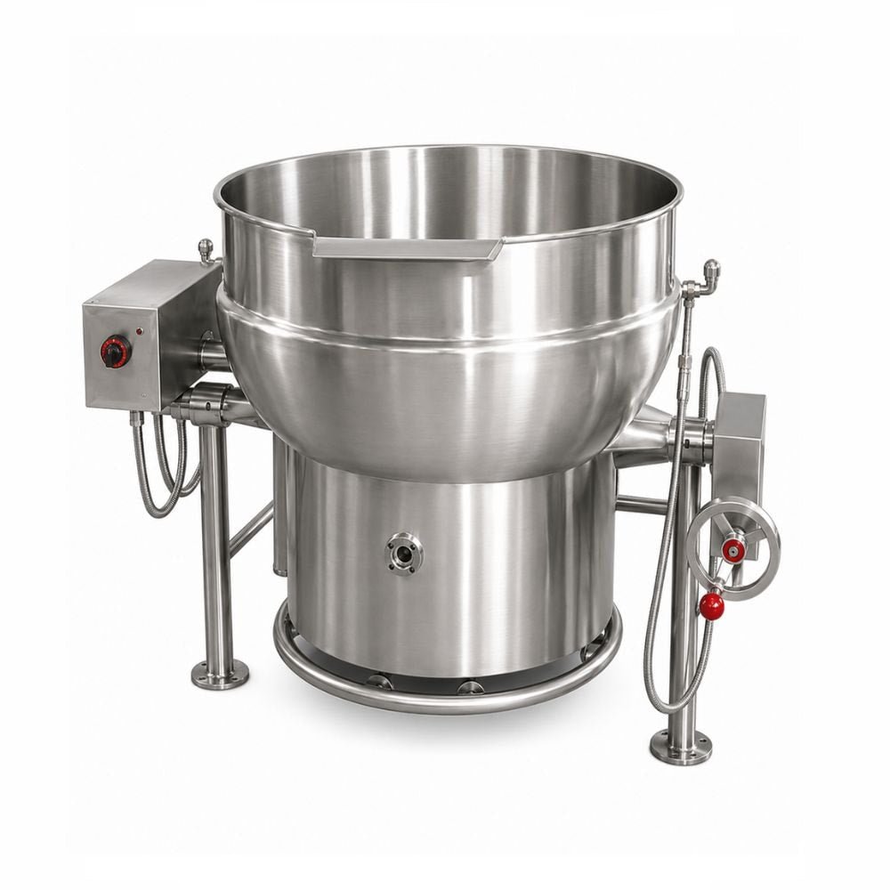Marmita Madipsa M140GF fija a gas, 140 litros, acero inoxidable 304, para cocina institucional, comedores, hospitales y restaurantes
