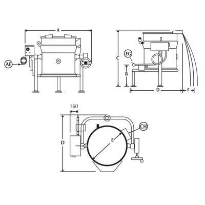 MARMITA MADIPSA M250GV | Marmita de Volteo a Gas | Capacidad 250 Litros | Cocina Industrial