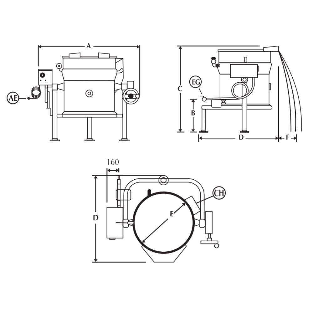 MARMITA MADIPSA M140GV | Marmita de Volteo a Gas | Capacidad 140 Litros | Cocina Industrial