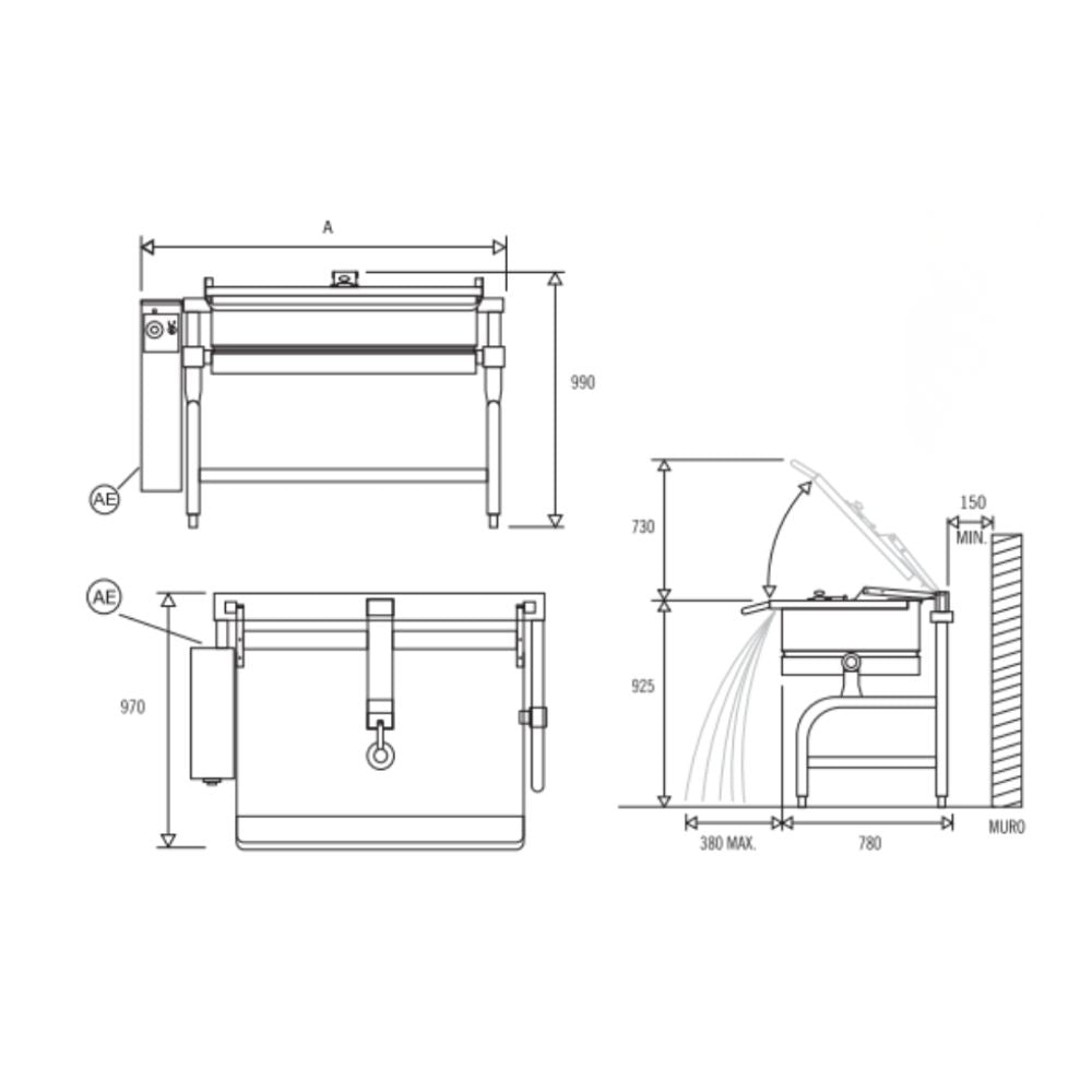 SARTÉN MADIPSA S120E | Sartén Eléctrico | Capacidad 120 Litros | Cocina Industrial